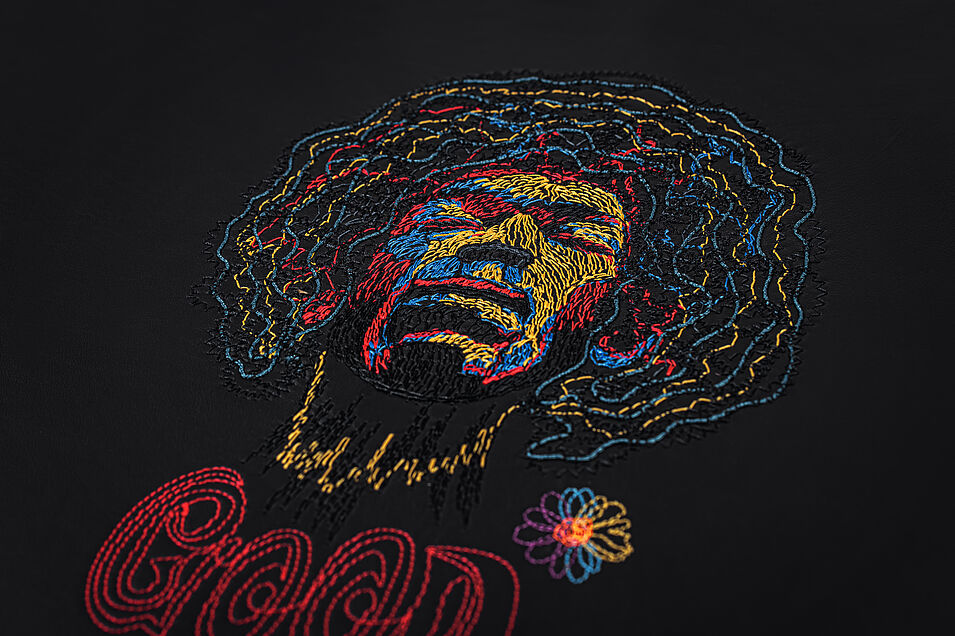 Jimi Hendry portrait embroidery by Bonnie Nielsen